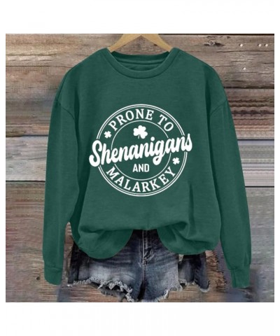 St Patricks Day Shirts for Women Graphic Long Sleeve Tops Casual Irish Shamrock Green Crewneck Sweatshirts Trendy Outfits Z41...