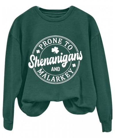 St Patricks Day Shirts for Women Graphic Long Sleeve Tops Casual Irish Shamrock Green Crewneck Sweatshirts Trendy Outfits Z41...