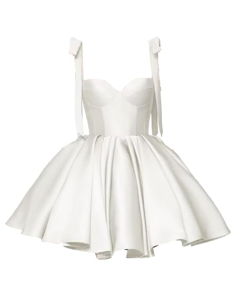 Cold Shoulder Homecoming Dress Satin Cocktail Party Dress Puffy A Line Short Club Gown PE77 Ivory $28.55 Dresses