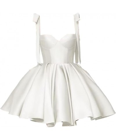 Cold Shoulder Homecoming Dress Satin Cocktail Party Dress Puffy A Line Short Club Gown PE77 Ivory $28.55 Dresses