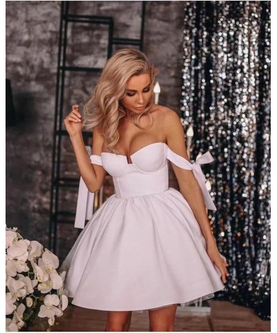 Cold Shoulder Homecoming Dress Satin Cocktail Party Dress Puffy A Line Short Club Gown PE77 Ivory $28.55 Dresses