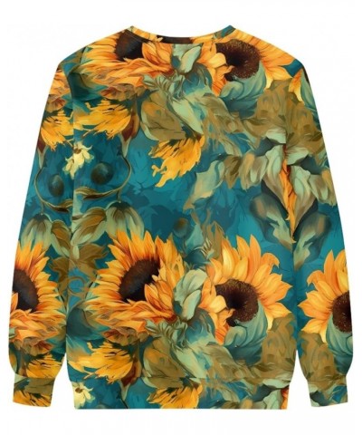 JooMeryer Women's Van Gogh Starry Night 3D Printed Crew Neck Sweatshirts Pullover Green Yellow Sunflower $19.19 Hoodies & Swe...