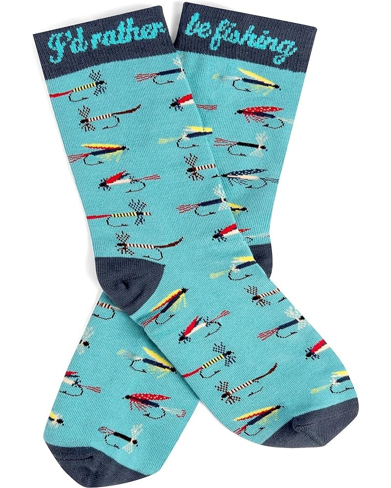 Funny Socks for Outdoor Activities Lovers and More - Novelty Gifts for Men, Women, and Teens Fishing Flies $9.69 Activewear