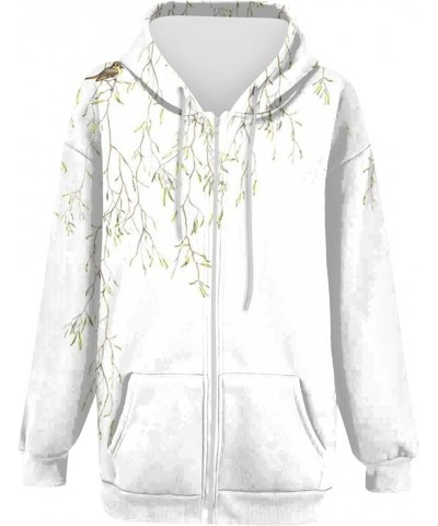 Zip Hoodies for Women Dressy Y2k Activewear Hooded Jacket Coat Printed Fall Sweatshirt Outwear with Pockets 2-white $6.85 Act...