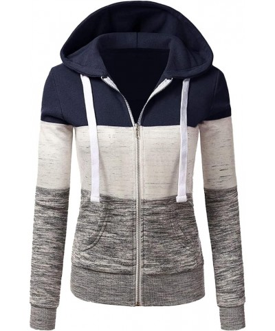 Womens Zip Up Hoodie Long Sleeve Fall Oversized Sweatshirts Casual Drawstring Y2K Pullover Hoodies Jacket with Pockets 06-blu...