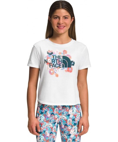 Girl's Short Sleeve Graphic Tee (Little Kids/Big Kids) Tnf White/Scuba Blue $10.08 T-Shirts