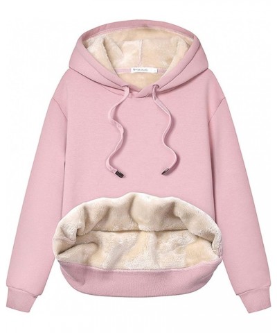 Women's Winter Hoodies Pullover Sherpa Fleece Warm Heavyweight Sweatshirt Z 4 Pink $22.05 Jackets