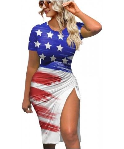 Womens 4Th of July Dress American Flag Sexy Going Out Party Club Bodycon Dress A-blue $9.89 Others