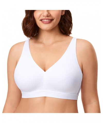 Women's Plus Size Wireless Bra Support Comfort Full Coverage Unlined No Underwire Smooth White $19.46 Lingerie