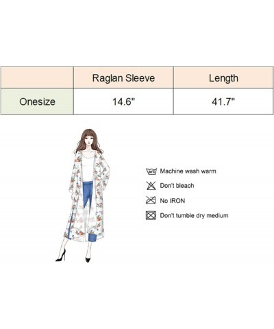 Women's Long Floral Kimono Printed Cardigan Sheer Swimsuit Cover Ups H48 $14.74 Swimsuits