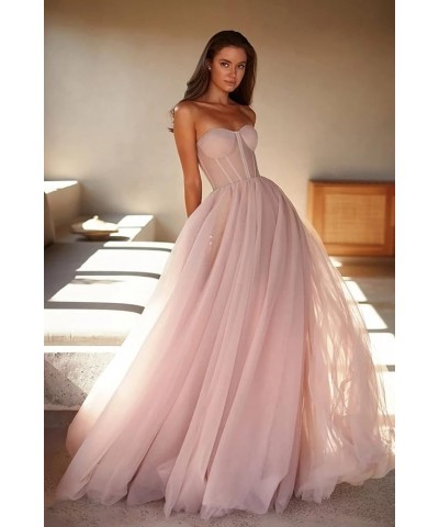 Sweetheart Ball Gown Prom Dress 2023 Tulle Long Women Formal Evening Gowns Light Yellow $34.85 Dresses