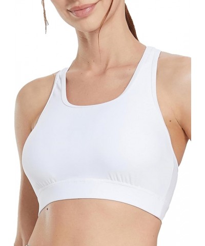 Women's UPF 50+ Swim Bra Modest Bikini Top Quick Dry Workout Sport Bra Under Rash Guard White $14.96 Swimsuits