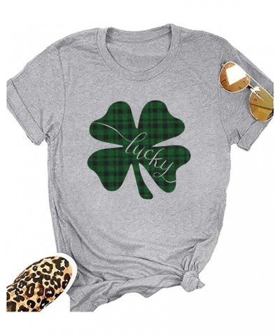 Womens St Patrick's Day Shirts Shamrocks and Shenanigans Shirt Lucky Clover T Shirt Shamrock Tee Funny Sayings Tops Grey $7.7...