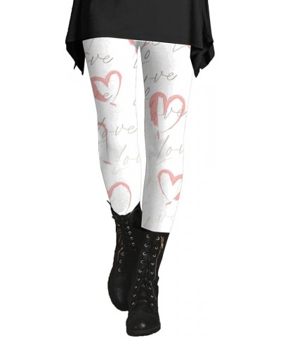 Women's Plus Leggings Buttery Soft Leggings for Women One Size Fits All Valentine Pants Women Love Heart White $8.60 Pants