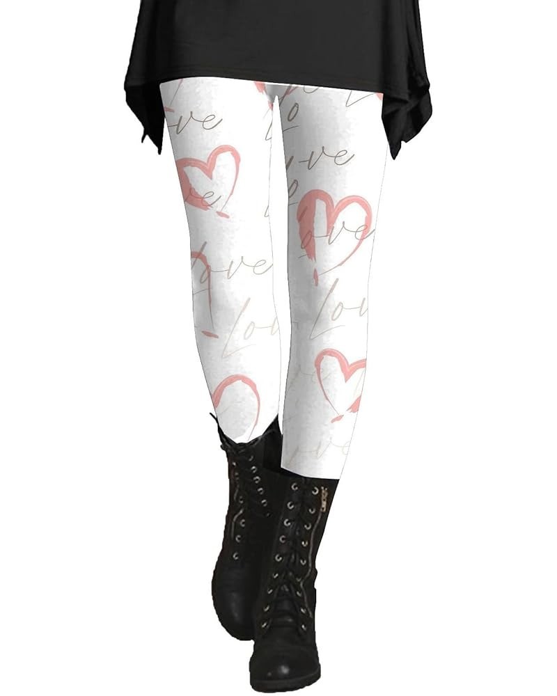 Women's Plus Leggings Buttery Soft Leggings for Women One Size Fits All Valentine Pants Women Love Heart White $8.60 Pants