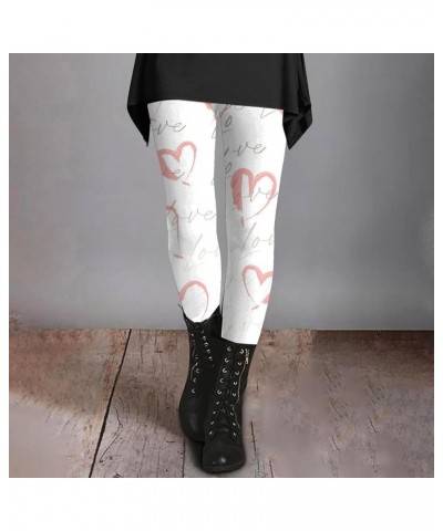 Women's Plus Leggings Buttery Soft Leggings for Women One Size Fits All Valentine Pants Women Love Heart White $8.60 Pants