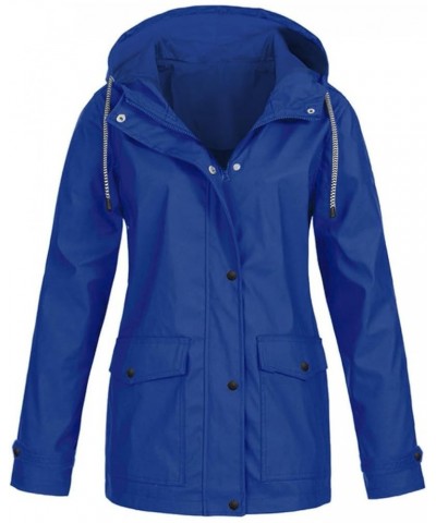 Raincoat for Women Waterproof with Hood Lightweight Packable Long Hooded Trench Coats Drawstring Lined Rain Jackets E-blue $1...