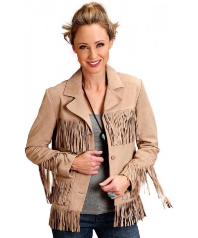 Western Jacket Womens Fringe Suede Tan 11-098-0539-0074 TA Tan $127.71 Coats