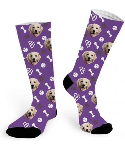 Customized Dog Socks Custom Pet Socks Turn your Dog Picture into Custom Socks Cat Socks Unisex Purple $10.07 Socks