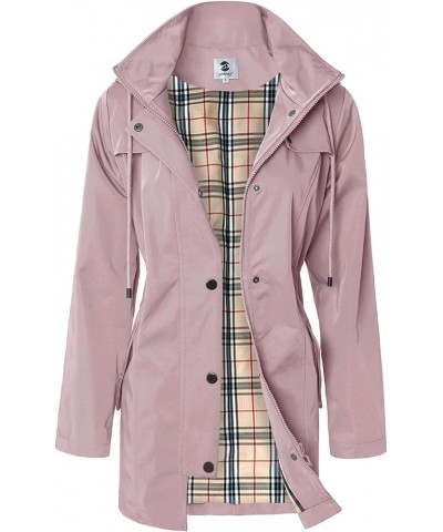 Women's Long Hooded Rain Jacket Outdoor Raincoat Windbreaker X-Large Pink $31.20 Coats