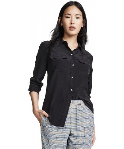 Women's Slim Signature Silk Blouse True Black $86.59 Blouses