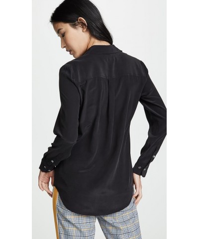 Women's Slim Signature Silk Blouse True Black $86.59 Blouses