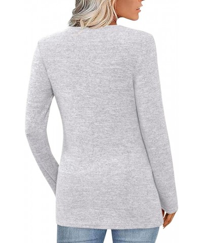 Women's Fall Long Sleeve Tunic Tops for Leggings V Neck Button Casual Blouse Sweatshirt Grey $18.55 Tops