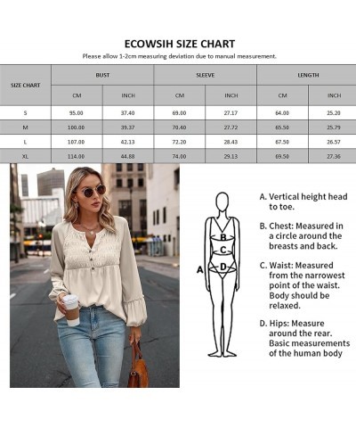 Women Long Sleeve Tops - Henley V Neck Shirt Casual Fall 2023 Solid Blouse Button Down Smocked Tunics Dark Gray $16.49 Tops