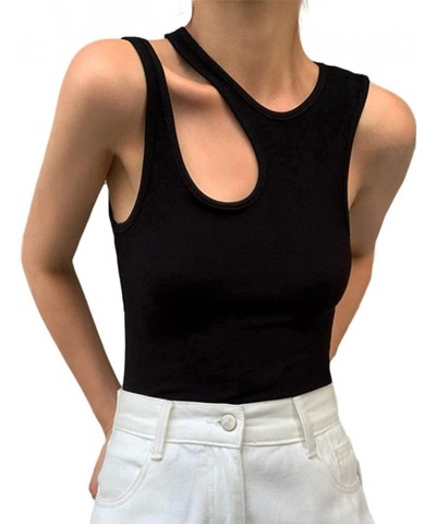 Women's Sexy Sleeveless Tanks T-Shirt Slim Stylish Summer Solid Tank Top Black $7.27 Tanks