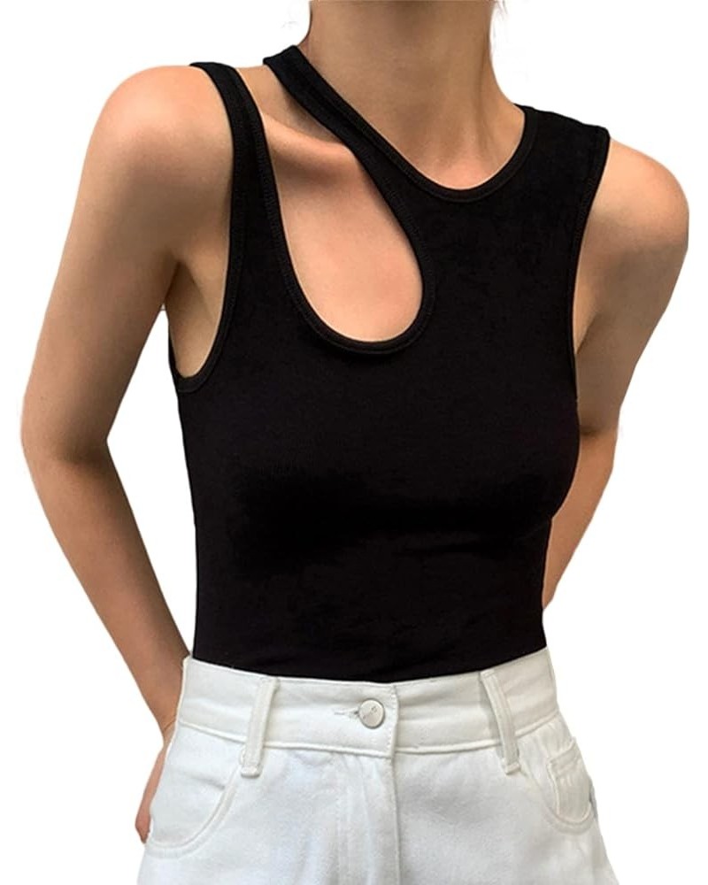 Women's Sexy Sleeveless Tanks T-Shirt Slim Stylish Summer Solid Tank Top Black $7.27 Tanks