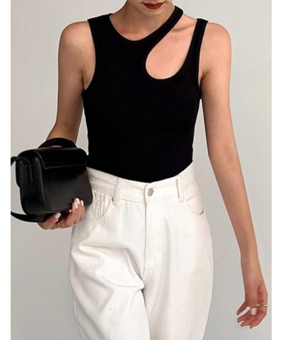 Women's Sexy Sleeveless Tanks T-Shirt Slim Stylish Summer Solid Tank Top Black $7.27 Tanks