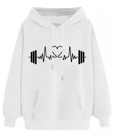 Womens Hoodies 2024 Valentines Cute Heart Sweatshirts Casual Drawstring Comfy Long Sleeve Tops Pullover With Pockets 10 White...