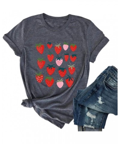 Strawberry Shirt Womens Cute Fruit Tshirt Feeling Berry Good Graphic Gift Tee Tops Dark Grey $12.53 T-Shirts