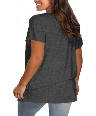 Plus Size Summer T Shirts Women Tops Short Sleeve Round Neck Casual Loose Fit Tee Tshirts Tunic 01-dark Grey $16.52 T-Shirts