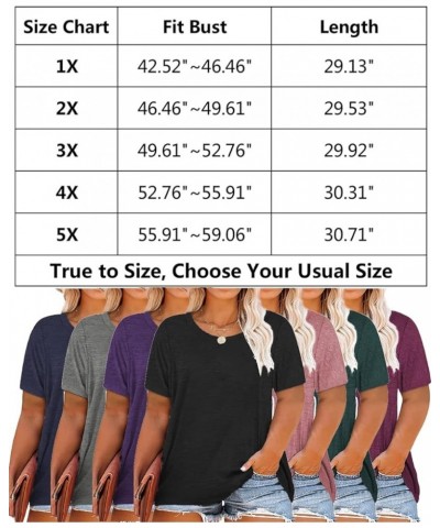 Plus Size Summer T Shirts Women Tops Short Sleeve Round Neck Casual Loose Fit Tee Tshirts Tunic 01-dark Grey $16.52 T-Shirts