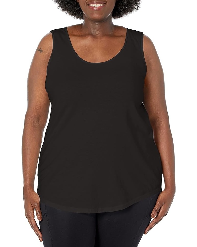 Women's Size Cotton Jersey Shirttail Tank Top, Plus Sleeveless Shirts Black $6.87 Tanks