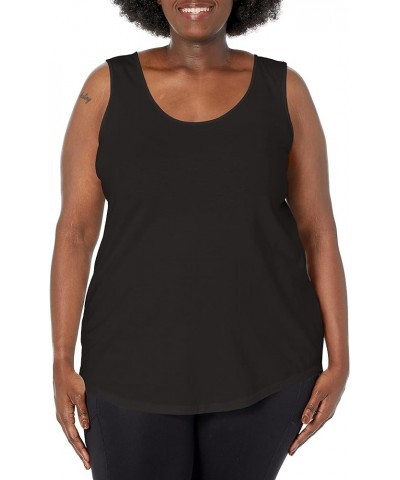 Women's Size Cotton Jersey Shirttail Tank Top, Plus Sleeveless Shirts Black $6.87 Tanks