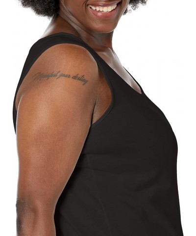 Women's Size Cotton Jersey Shirttail Tank Top, Plus Sleeveless Shirts Black $6.87 Tanks