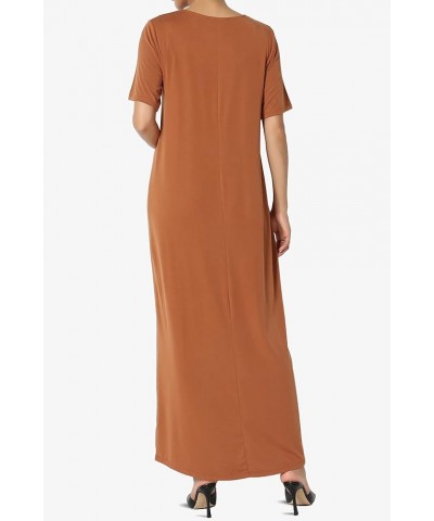 S~3X Sleeveless Short Sleeve Modal Jersey Round Neck Maxi T-Shirt Dress Almond $15.05 Dresses