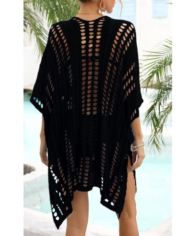 Wonens Beach Club Perspective Casual Cover Bikini Cover-up Net Knit Coverups Large Hole Mesh Mesh Black 01 $11.76 Swimsuits