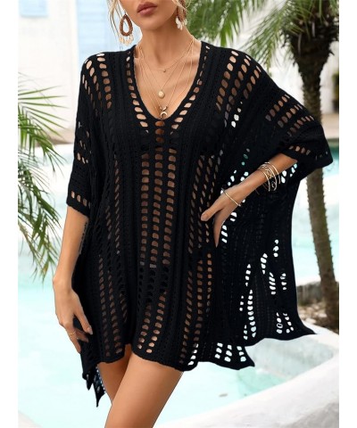 Wonens Beach Club Perspective Casual Cover Bikini Cover-up Net Knit Coverups Large Hole Mesh Mesh Black 01 $11.76 Swimsuits