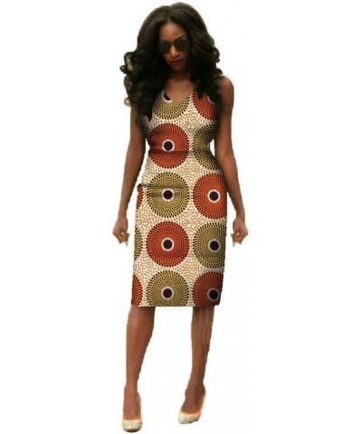 African Women Dresses Sleeveless Slim Ankara Short Dress African Printed Dashiki V Collar Skirt Orange+yellow $23.84 Dresses