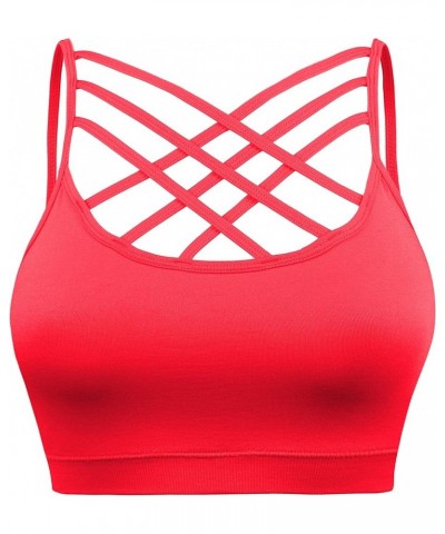 Seamless Triple Criss Cross Bralette Cutout Caged Cami Crop Top for Women, Plus Size Padded Seamless Triple Criss Cross Brale...