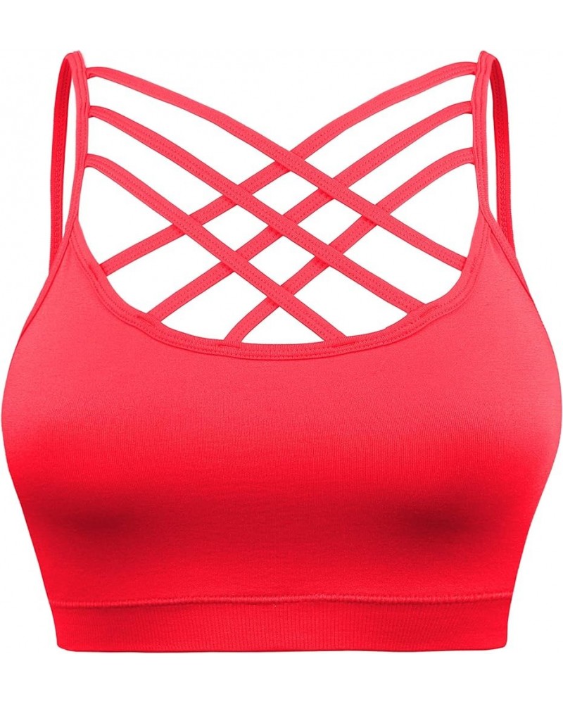 Seamless Triple Criss Cross Bralette Cutout Caged Cami Crop Top for Women, Plus Size Padded Seamless Triple Criss Cross Brale...