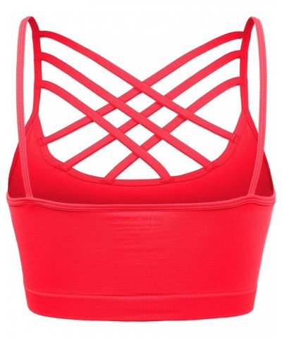 Seamless Triple Criss Cross Bralette Cutout Caged Cami Crop Top for Women, Plus Size Padded Seamless Triple Criss Cross Brale...