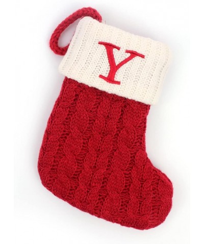 Christmas Stockings with Letter Monogrammed Mini Cute Stocking -7.08'' Decorative Socks Knitted Plush Gift Stocking (Red N, O...