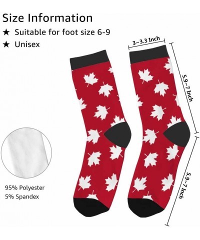 Red Striped Crew Socks for Woman Size 6-8 Christmas Tree Moose Snowflake Dots Lines Girls Socks Maple Leaf Red $8.24 Activewear