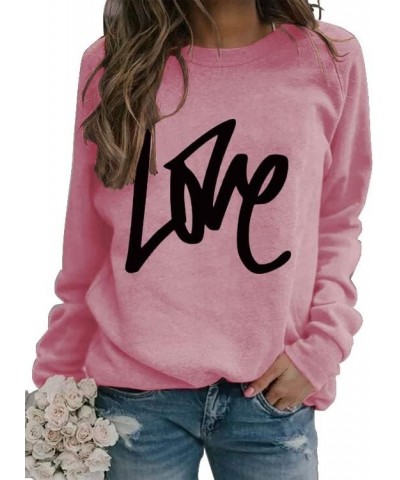 Women Love Heart Sweatshirt Happy Valentine's Day Shirts Fall Graphic Long Sleeve Crewneck Pullover Tops Sweatshirt4-pink $14...