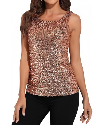 Women Sparkly Sequin Tank Top Shimmer Glam Art Deco Rave Party Vest Tops Gold Pink $9.66 Vests