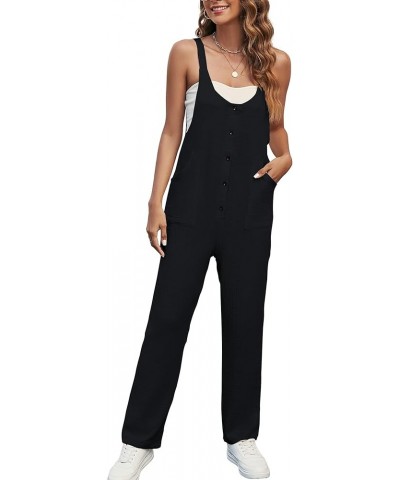 Women's Overalls Casual Jumpsuits Loose Fit Rompers One Piece Jumpers With Pockets Black $14.40 Jumpsuits